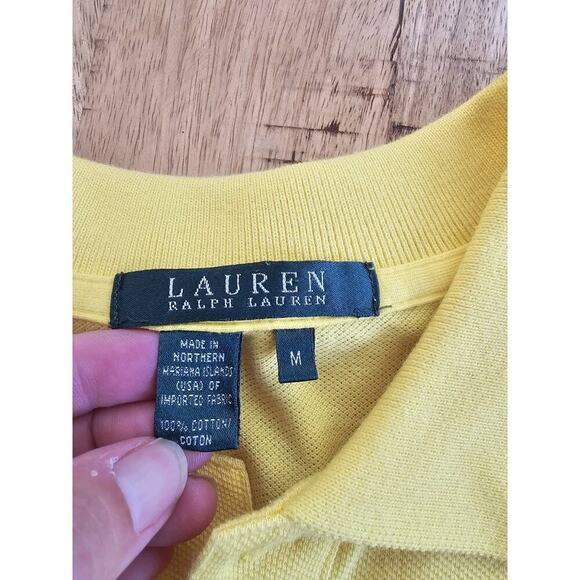 Lauren Ralph Lauren Yellow Polo Shirt Women's Size M Logo Preppy Golf - Picture 6 of 9